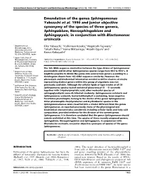 Emendation of the Genus Sphingomonas Yabuuchi Et Al