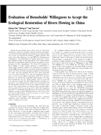 Evaluation of Households' Willingness to Accept the Ecological Restoration of Rivers Flowing in China