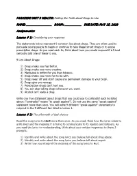 PARKSIDE UNIT 3 HEALTH: Putting the Truth About Drugs to Use NAME