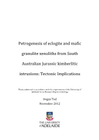 Petrogenesis of Eclogite and Mafic Granulite Xenoliths from South