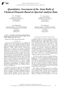 Quantitative Assessment of the Atom Radii of Chemical Elements Based on Spectral Analysis Data