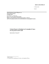 National Report of Thailand on Geographical Names for the Period of 2019-2020