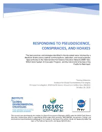 Responding to Pseudoscience, Conspiracies, and Hoaxes
