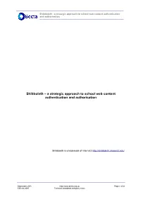 Shibboleth - a Strategic Approach to School Web Content Authentication and Authorisation