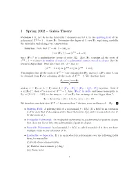 1 Spring 2002 – Galois Theory