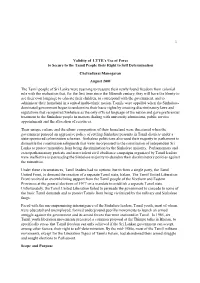 1 Validity of LTTE's Use of Force to Secure to the Tamil People Their