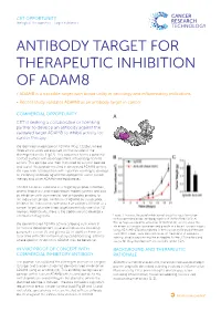 Antibody Target for Therapeutic Inhibition Of