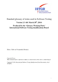 ISTQB Glossary of Testing Terms 2.3X