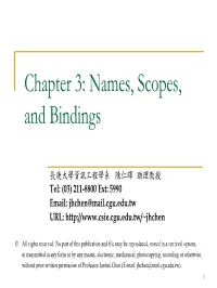 Names, Scopes and Bindings