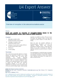 Overview of Corruption in the Telecommunications Sector
