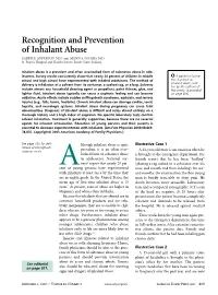 Recognition and Prevention of Inhalant Abuse CARRIE E
