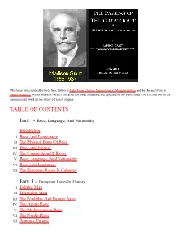 The Passing of the Great Race by Madison Grant Part I - Race, Language, and Nationality