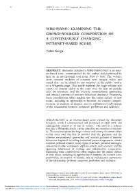Wiki-Piano: Examining the Crowd-Sourced Composition of a Continuously Changing Internet-Based Score