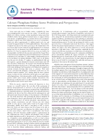 Calcium Phosphate Kidney Stone: Problems and Perspectives Daniel Callaghan and Bidhan C