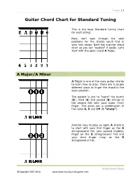 Guitar Chord Chart for Standard Tuning