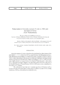 Redescription of Atractides Neumani (Lundblad, 1962) and Description of Larvae (Acari: Hydrachnidia)