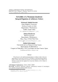 Solvability of a Maximum Quadratic Integral Equation of Arbitrary Orders