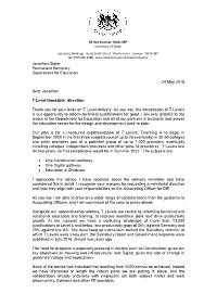 T Level Timetable: Direction