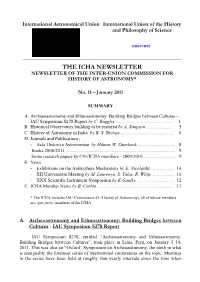 The Icha Newsletter Newsletter of the Inter-Union Commission For