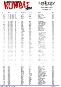 28 November 2010 Entrant List