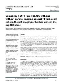 Comparison of T1 FLAIR BLADE with and Without Parallel Imaging Against T1 Turbo Spin Echo in the MR Imaging of Lumbar Spine in the Sagittal Plane