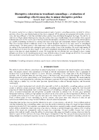 Disruptive Coloration in Woodland Camouflage – Evaluation of Camouflage Effectiveness Due to Minor Disruptive Patches Gorm K