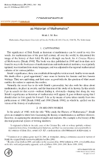 Out of the Ivory Tower: the Significance of Dirk Struik As