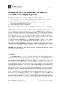 Preference Based Portfolio for Private Investors: Discrete Choice Analysis Approach