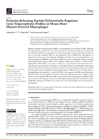 Prolactin-Releasing Peptide Differentially Regulates Gene Transcriptomic Proﬁles in Mouse Bone Marrow-Derived Macrophages