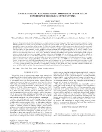 Source-To-Sink: an Earth/Mars Comparison of Boundary Conditions for Eolian Dune Systems