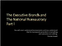 The Executive Branch and the National Bureaucracy Part I
