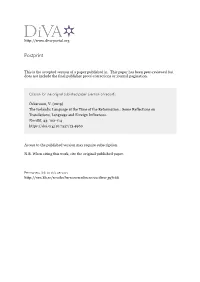 The Icelandic Language at the Time of the Reformation.: Some Reflections on Translations, Language and Foreign Influences