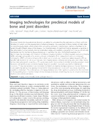 Imaging Technologies for Preclinical Models of Bone and Joint Disorders