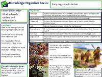 Knowledge Organiser Focus: Early Migration to Britain