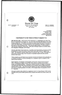 STATE of UTAH Utah Ranks #1 in the Nation in Home Computer