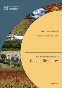 Evaluation of FAO's Work in Genetic Resources