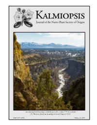 Kalmiopsis Volume 22, 2019 1 Members Taking Different Routes on Their Return Eastward, Neither Lewis Nor Clark Ever Entered Central Oregon