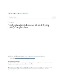 The Southeastern Librarian V. 54, No. 1 (Spring 2006)