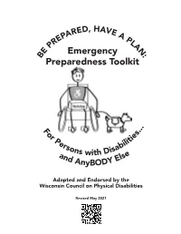 Emergency Preparedness Toolkit for Persons with Disabilities Manual