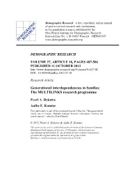 Generational Interdependencies in Families: the MULTILINKS Research Programme