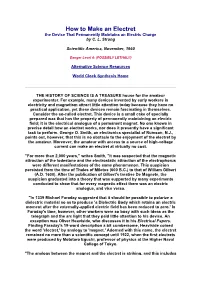How to Make an Electret the Device That Permanently Maintains an Electric Charge by C