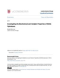 Investigating the Biochemical and Catalytic Properties of Nitrile Hydratases