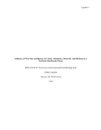 Logsdon 1 Influence of Tree Size and Species on Lichen Abundance