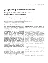 M4 Muscarinic Receptors Are Involved in Modulation of Neurotransmission at Synapses of Schaffer Collaterals on CA1 Hippocampal Neurons in Rats