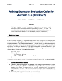 Refining Expression Evaluation Order for Idiomatic C++ (Revision 2)