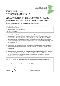 SELEP Declaration of Interest