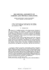 Self-Serving Assessments of Fairness and Pretrial Bargaining