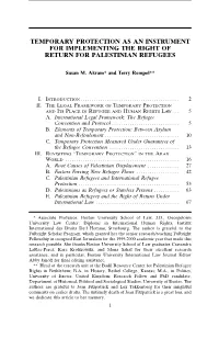 Temporary Protection As an Instrument for Implementing the Right of Return for Palestinian Refugees