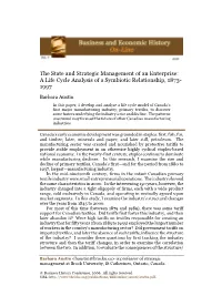 The State and Strategic Management of an Enterprise: a Life Cycle Analysis of a Symbiotic Relationship, 1873- 1997