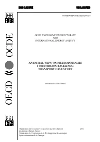 An Initial View on Methodologies for Emission Baselines: Transport Case Study